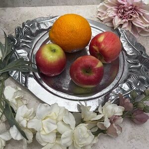 Silver Floral Engraved Serving Tray